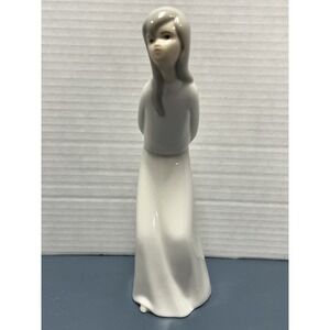 Miquel Requena Porcelain Figurine Woman Leaning with Hands Behind Back Vintage